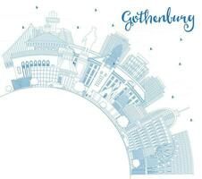 Outline Gothenburg Sweden City Skyline with Blue Buildings and Copy Space. Gothenburg Cityscape with Landmarks. vector