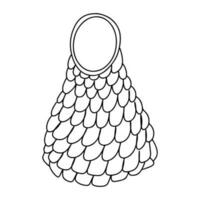 Eco string bag in hand drawn doodle style. Vector illustration isolated on white. Coloring page.