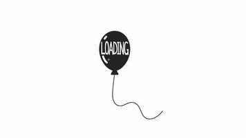 Balloon floating bw loader animation. Birthday party. Flying balloon in sky. Flash message 4K video footage. Isolated monochrome animated loading with alpha channel transparency for UI, UX web design