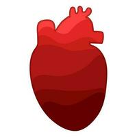 The contour of the human heart is made of layers and shades of red. From dark to light, filling the heart with blood. An element on a white background. The concept of the Hemophilia Day symbol of help vector