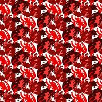 An abstract pattern in the form of the contours of the human heart is separated from each other in layers in chaos. Seamless pattern with hearts. Different layers of hearts in shades of red on white vector