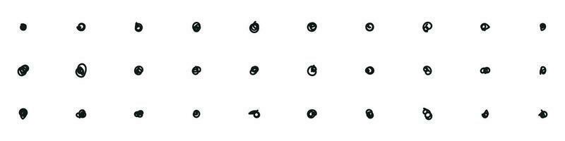 Hand drawn doodle pencil points set. Sketch scribble line circle. Vector isolated illustration