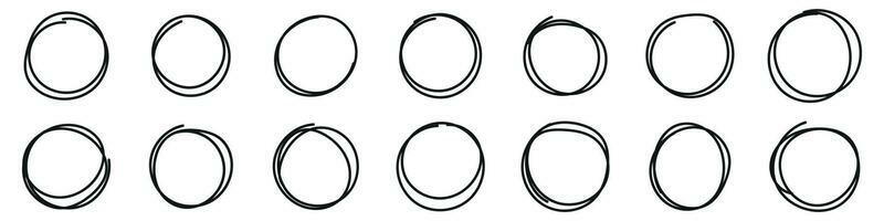 Hand drawn scribble circles set. Sketch line pencil elements collection. Vector isolated illustration