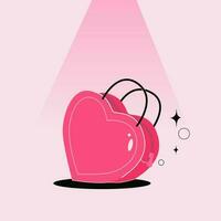 Woman fashion accessories item. Pink bag. Glamorous pink girl bag. luxury heart bag. vector