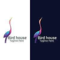 Modern abstract bird house logo design template vector