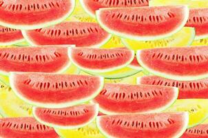 Slice Fresh watermelon Yellow and red for background, pattern of Yellow and red watermelon photo