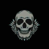 Skull Illustration with leaves and glow vector