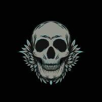 Skull Illustration with leaves and glow vector