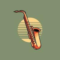 Jazz Music Saxophone Instrument Minimalist Style vector