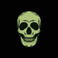 skull on black with green color vector