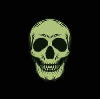 skull on black with green color vector