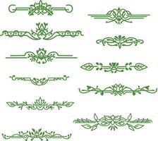 hand draw botanical floral Border Element Curve Line Collection  isolated Vector