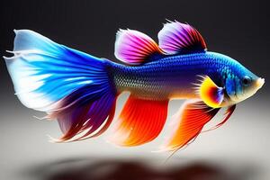 Siamese fighting fish on black background, betta splendens. photo