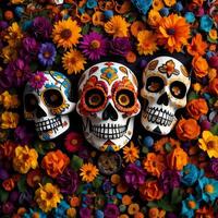 día de el muerto, dia Delaware los muertos, mexicano día festivo. generativo ai foto