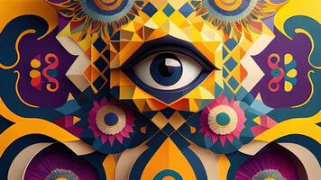 Mystical eye. Vector illustration. Psychedelic design. ai generated photo