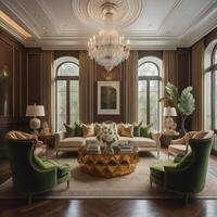 Luxury living room interior in classic style. photo