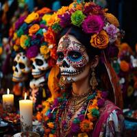 día de el muerto, dia Delaware los muertos, mexicano día festivo. generativo ai foto