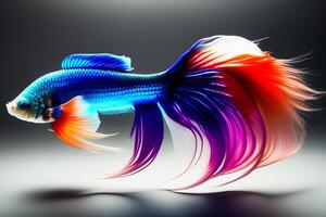 Siamese fighting fish on black background, betta splendens. photo