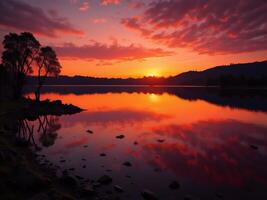 Beautiful sunset over the sea. Colorful sunset over the sea. photo