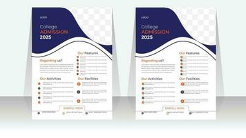 College admission flyer vector template A4 size for print.