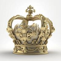 Royal gold crown on white background, created with photo