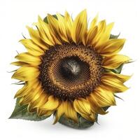 Sunflower head on white background, created with photo