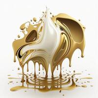 Liquid gold splash on white background, created with photo
