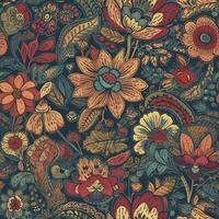 Beautiful bohemian flower seamless pattern, created with photo