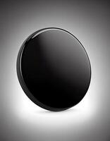 Black blank glossy round button, created with photo