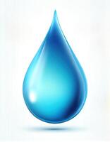 Blue water drop icon on white background, created with photo