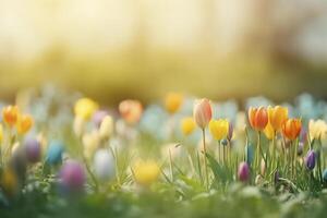 primavera flores de cerca, creado con generativo ai foto