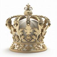 Royal gold crown on white background, created with photo