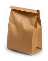 Brown paper bag on white background, created with photo