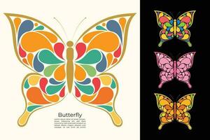 Colorful butterfly shape artistic vector illustration with color scheme variation for background, logo template and advertisement