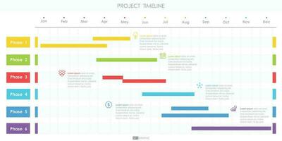 proyecto cronograma diagrama infografía mapa vial modelo para negocio. 12 meses moderno cronograma diagrama calendario con presentación vector infografía.