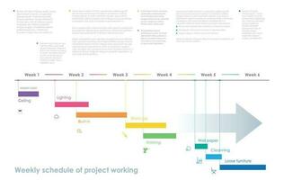 timeline weekly schedule roadmap project diagram Infographic template for business. 6 week 8 step modern Timeline schedule diagram with presentation vector timeline roadmap infographic.