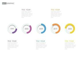 timeline Infographic diagram element template with circle and flat text style. Colorful can be used for presentation slides. vector