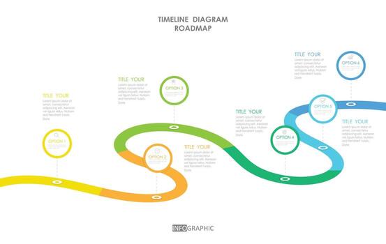 business project roadmap timeline diagram Infographic roadmap template for business. 6 step modern Timeline diagram calendar with presentation vector infographic.