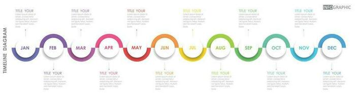 timeline roadmap project diagram Infographic template for business. 12 Months modern Timeline diagram calendar with presentation vector timeline roadmap infographic.