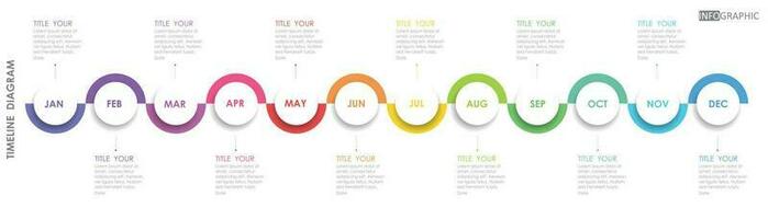 timeline roadmap project diagram Infographic template for business. 12 Months modern Timeline diagram calendar with presentation vector timeline roadmap infographic.