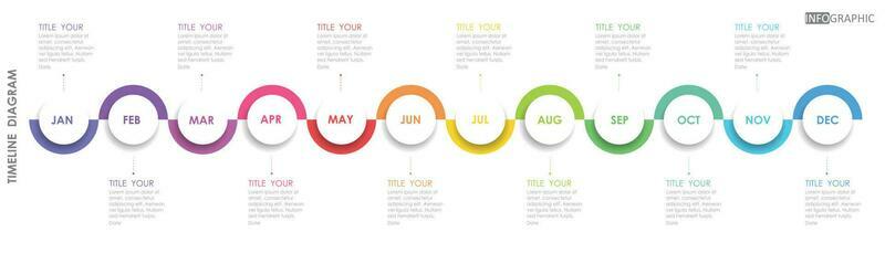 timeline roadmap project diagram Infographic template for business. 12 Months modern Timeline diagram calendar with presentation vector timeline roadmap infographic.