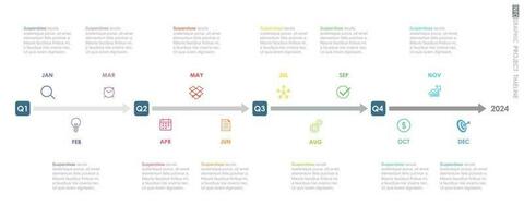 project timeline Infographic template for business. 12 Months modern Timeline diagram calendar with presentation vector infographic.