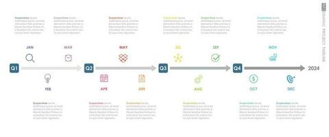 project timeline Infographic template for business. 12 Months modern Timeline diagram calendar with presentation vector infographic.