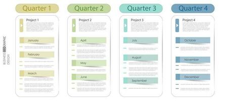 infographic timeline quarterly project schedule component template. vector