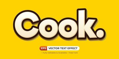 Cook editable font style text effect vector