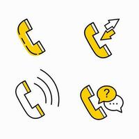 yellow mobile phone icon collection vector