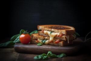 Grilled Cheese Sandwich with Tomato and Basil, photo