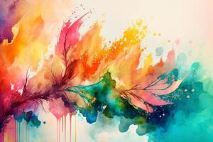A watercolor painting of a colorful tree branch, watercolor grunge abstract background design, photo