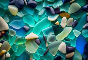 A close up of a bunch of different colored rocks, photo