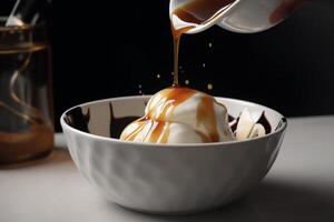 A plate of ice cream, photo